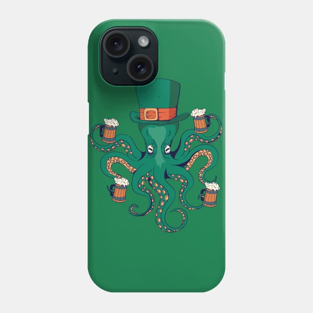 Saint Patricks Day Drunk Kraken Funny Paddys Day Octopus Beer Phone Case by Kali Space