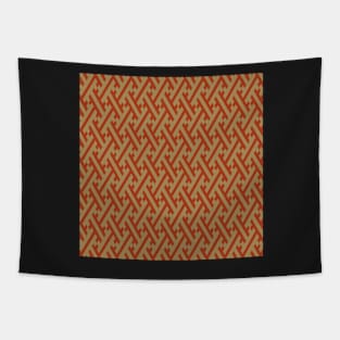 Traditional Japanese Sayagata Geometric Pattern in Fall Colors Tapestry