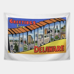 Greetings from Wilmington Delaware - Vintage Large Letter Postcard Tapestry