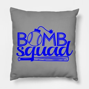 Vintage Bomb Squad Dinger Hitter Baseball Hitting Classic Blue Pillow