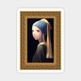 Girl with a Pearl Earring - Anime Stickers Magnet