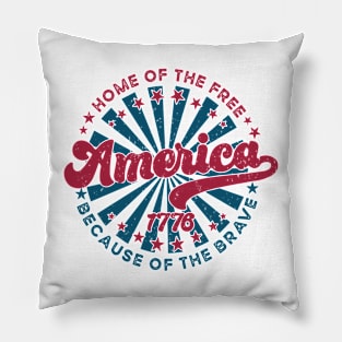 home Of The Free Because Of The Brave Retro Pillow