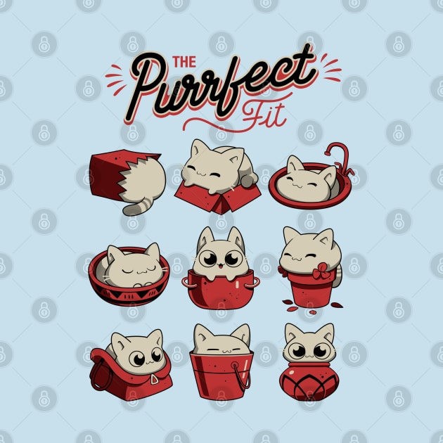 The Purrfect Fit - Funny White Cats by Snouleaf