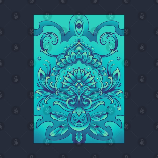 turquoise blue mandala pattern by weilertsen