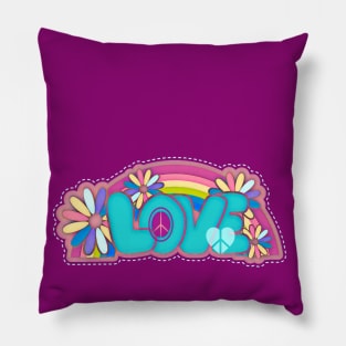 Hippie Love Typography Pillow