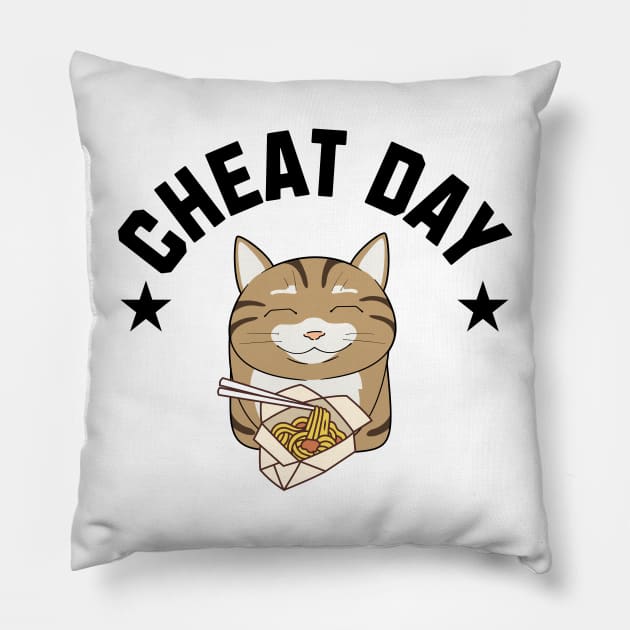 Cat Noods Cheat Day Pillow by Middle of Nowhere