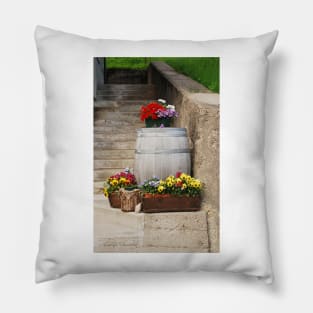 Pansies and Wooden Barrel 2 Pillow