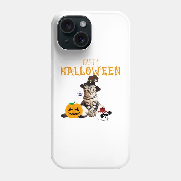 Halloween Cat Witch Costum Pumpkin Spider Skull Gift Phone Case by ro83land