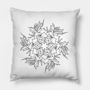 Black Mandala style abstract art Pillow