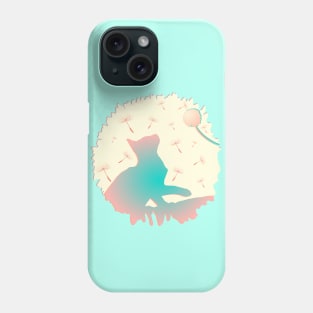 Playful Kitten Dandelion Color Silhouette Phone Case