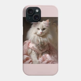 Long Haired White Cat in Pink Rococo Dress Phone Case