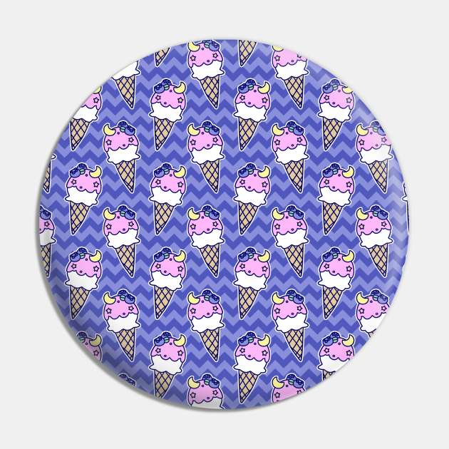 Blueberry Icecream Cone Chevron Pattern Pin by saradaboru