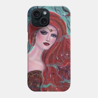 Red garnet mermaid with bettas by Renee Lavoie Phone Case