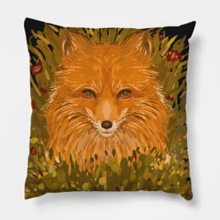 Red Fox in the Grass Pillow