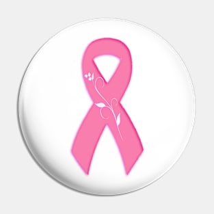 Breast Cancer Awareness Ribbon With Flower Pin