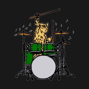 Drummer Cat Music Lover Musician Playing Drums T-Shirt