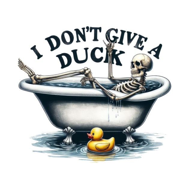 I Don't Give A Duck Funny Skeleton Relaxing Bathtub by ThatVibe