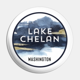 Lake Chelan Washington Watercolor Design Hiking Camping Souvenir Pin