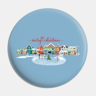 Christmas - Snowy Street Pin