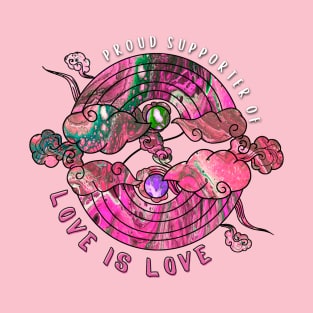 Proud Supporter of Love is Love Rainbows - Neon Pink T-Shirt