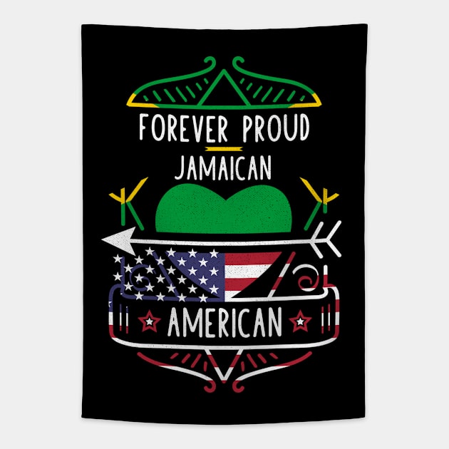 Forever Proud Jamaican American - Jamaica Heart Tapestry by Family Heritage Gifts