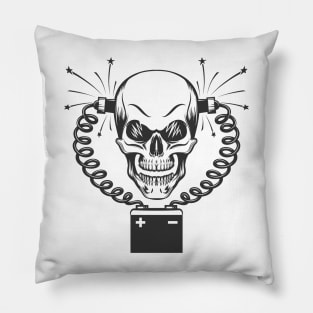 Smiling Skull and Car battery Pillow