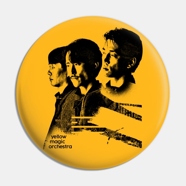 Yellow Magic Orchestra - -  Original Glitch Style Fan Art Design Pin by unknown_pleasures