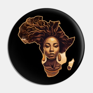 Melanin African Queen Africa Map Shape Pin