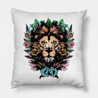 Lion Head Floral Design Pillow