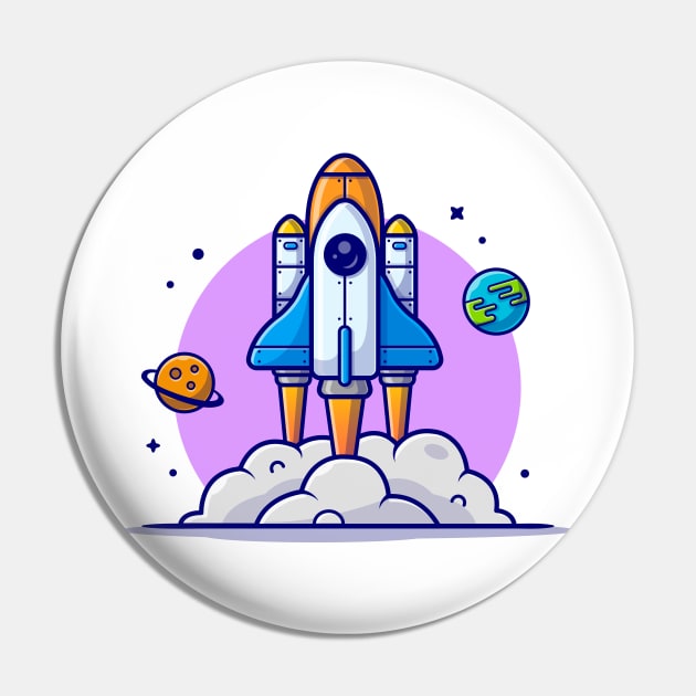 Space Shuttle Taking Off with Planet and Earth Space Cartoon Vector Icon Illustration Pin by Catalyst Labs