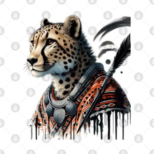 Roar with Style: Authentic African Warrior Cheetah T-Shirt - Limited Edition! by Malus Cattus