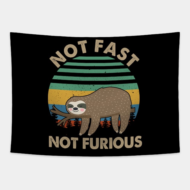Not Fast Not Furious Funny Lazy Sloth Vintage Tapestry by EduardjoxgJoxgkozlov