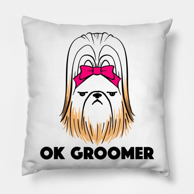 Ok Groomer Shih Tzu Pillow by IlanB