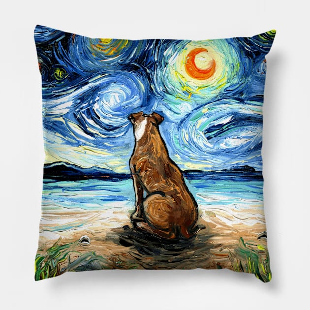 Beach Nights - Brown Pitbull Pillow by sagittariusgallery