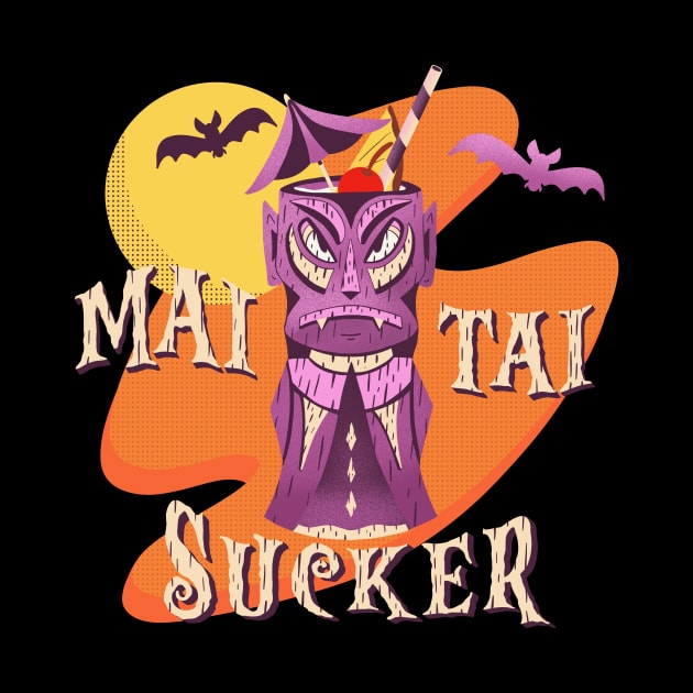 Mai Tai Cute Funny Tiki Vampire Halloween Drink Culture by ksrogersdesigns