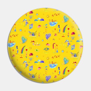 Palyful figurative circus yellow Pin