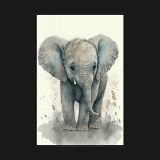 Cute Watercolor Elephant Baby Aesthetic Animal Art Painting T-Shirt