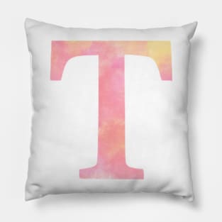 The Letter T Orange and Pink Design Pillow