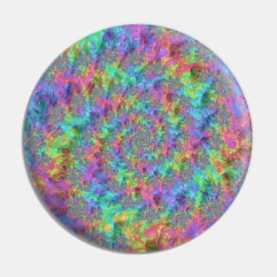 Colorful Jewel Tone Trippy Groovy Rainbow Spiral Fractal Pin