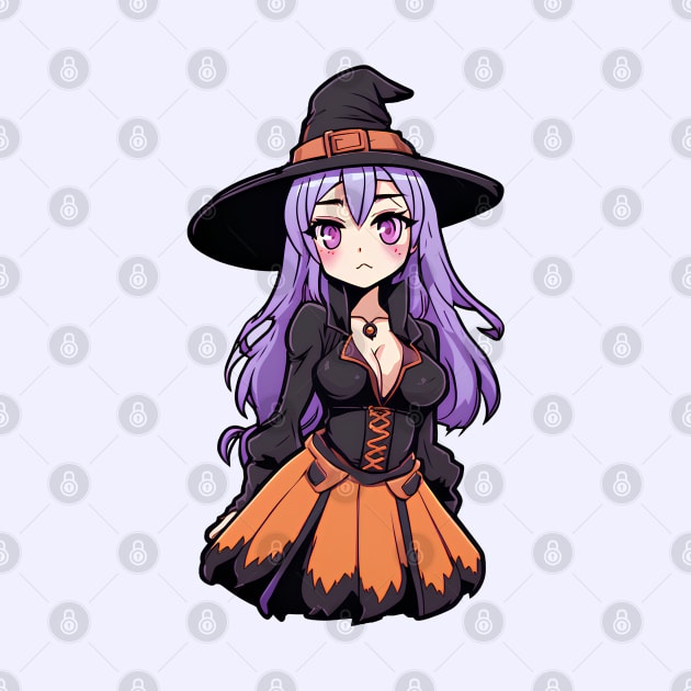 cute anime witch girl by InkPulse