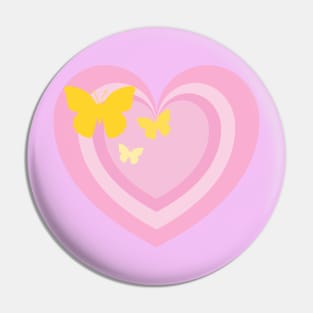 Pink heart with yellow butterflies aesthetic cute Pin