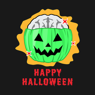 Spooky Zombie Halloween Pumpkin With Its Brain Out T-Shirt