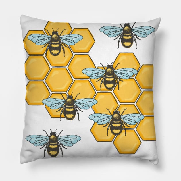 Honey Bees Pillow by SWON Design