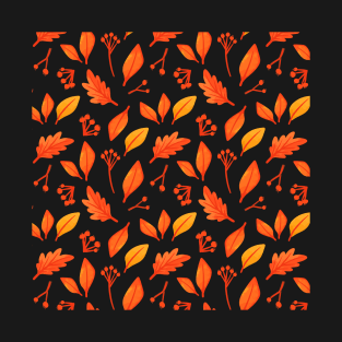 Autumn Leaves and floral pattern - Autumn Colors T-Shirt