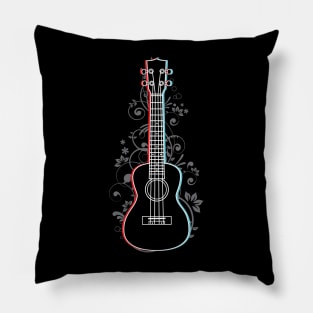 Ukulele 3D Outline Flowering Vines Pillow