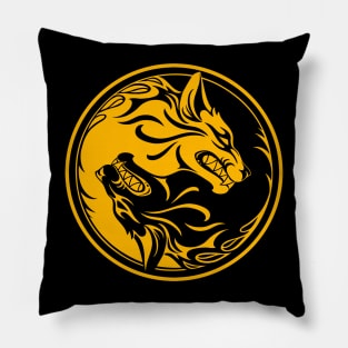 Yellow and Black Yin Yang Wolves Pillow