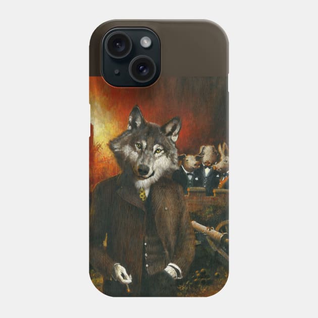 Mr Wolf And The Three Pigs Phone Case by mictomart