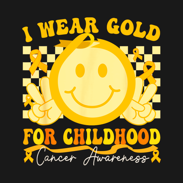 Nice quote, In September We Wear Gold, Childhood Cancer Awareness Boy Kids Groovy by Mega-st