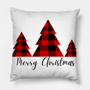 Merry Christmas Buffalo Plaid Trees Pillow