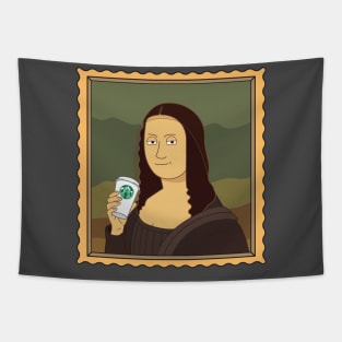 Mona lisa the starbucks girl Tapestry